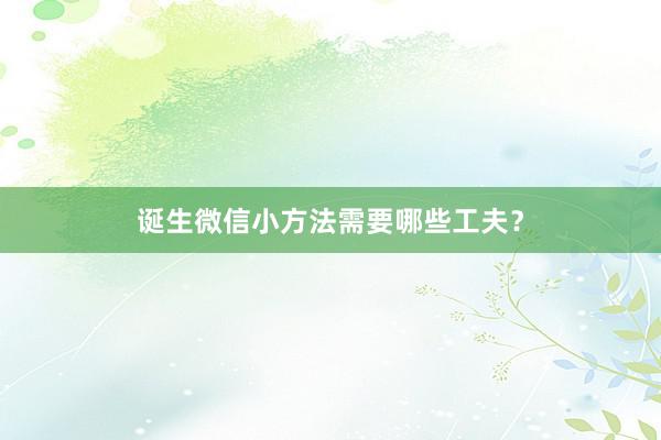 诞生微信小方法需要哪些工夫？