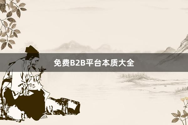 免费B2B平台本质大全